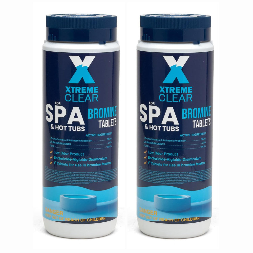 Xtremeclear Bromine Tablets for Spa & Hot Tub 3Lbs (1.5lbs Each Bottle), 1-Inch Tablets, NSF/ANSI 60 Certified, Long-Lasting Sanitizer for Clean Water