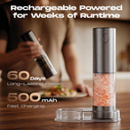 Electric Salt and Pepper Grinder Set, Rechargeable Automatic Salt and Pepper Shaker with 6 Adjustable Coarseness, Large-Capacity Pepper Mill White Elephant Gifts (Rechargeable-Stainless Steel)