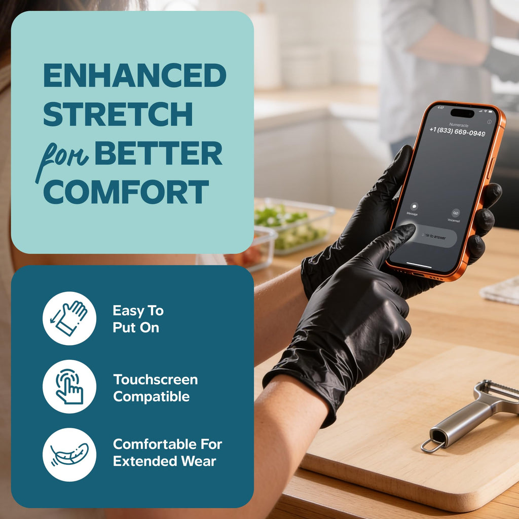 GUSTO Black Nitrile Gloves [100 Count] 6 Mil, HEAVY DUTY Disposable Gloves for Food Prep, Cooking, Tattoo, Cleaning – Latex-Free, Powder-Free, Textured Fingertips - Large (Formerly Comfy Package)