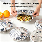 200 PCS Aluminum Foil Food Covers, Upgraded&Thickened Reusable Aluminum Foil Food Covers, 110℃ Heat Resistant Elastic for Meals Vegetable Fruit Leftovers for Kitchen Reusable Picnic Restaurant