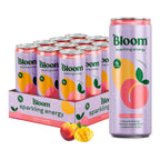 Bloom Nutrition Zero Sugar Energy Drink, Peach Mango, 12oz 12pk