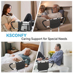 Ksconfy Bed Rails for Elderly Adults Safety - ASTM F3186-17 Certified 400lbs Capacity Adjustable Bed Assist Rail with Non-Slip Handles & Storage Bag, Fits Twin/Full/Queen/King Beds