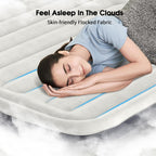 VOSSER Air Mattress Full with Built in Pump,18''Inflatable Mattress of Upgraded Vertical Beams,Self Inflatable/Deflation Blow Up Mattress in 3 Mins,Flocked Top Airbed with Carry Bag for Home, Camping