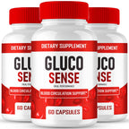 GlucoSense Capsules, Official GlucoSense Pills Advanced Blood Formula Supplement - Maximum Strength, All Natural Healthy Circulation & Stable Levels, Advanced Gluco Sense Health Reviews (3 Pack)