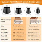 Meldel 24 PCS Silicone Chair Leg Floor Protectors Extra Small(0.6"-0.8") Rubber Felt Furniture Pads Chair Legs Caps/Covers for Hardwood Floors, Tile from Scratches & Reduce Noise - Round, Black