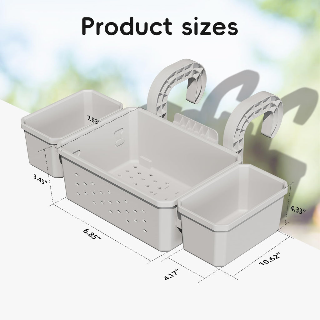 SHAPON 2026 Upgrade 2 Sets Poolside Storage Basket with 2 Cup Holders, Pool Drink Holder Stretchable Organizer for Drinks & Pool Supplies, Above Ground Pool Accessories for Most Frame Swimming Pools