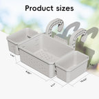 SHAPON 2026 Upgrade 2 Sets Poolside Storage Basket with 2 Cup Holders, Pool Drink Holder Stretchable Organizer for Drinks & Pool Supplies, Above Ground Pool Accessories for Most Frame Swimming Pools