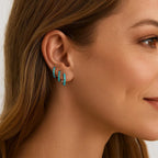 ENVYOU Surgical Steel Turquoise Huggie Hoop Earrings Set(20G*8/10/12mm)