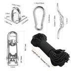 LAIWOO M25 Stainless Steel Pulley System Kit-Heavy-Duty Pulley Wheel, Pulley Block with Nylon Rope, Hooks, Eye Pad Plate, and Rope Cleat - Ideal for Lifting, DIY Projects, and Clothesline (2 Pack)