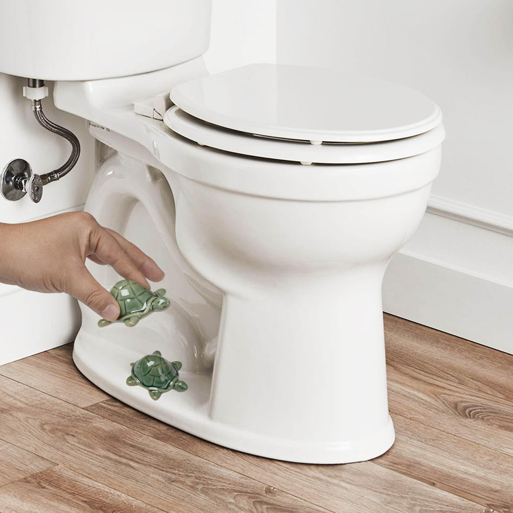 WANSHUNLMI Green Sea Turtle Toilet Floor Bolt Caps, Ceramic Sea Turtle Toilet Bolt Covers, Cute Bathroom Decor, Easy Installation and Universal Fit, Don't Cut Those Bolts! (Green Sea Turtle)