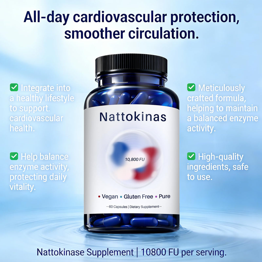 CALMTIVA Ultimate Nattokinase 10800 FU Capsules, Nattokinase Supplement for Heart Health & Daily Wellness Support, Vegan, Gluten Free, 60 Capsules