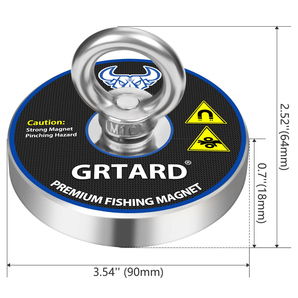Grtard 1000LBS Fishing Magnet Kit with Case for Men's Gifts, 3.54-inch Diameter Magnet Fishing Combined Strong Pulling Force for Magnetic Fishing and Heavy Duty Use, Gifts for Men, Dad, Husband