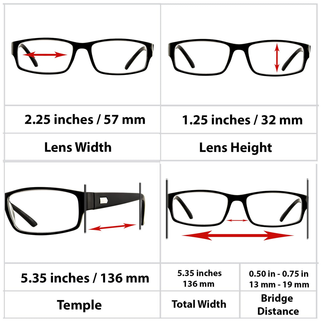 TruVision Readers Reading Glasses - 9504H - 3 Pack - Black - 1.50