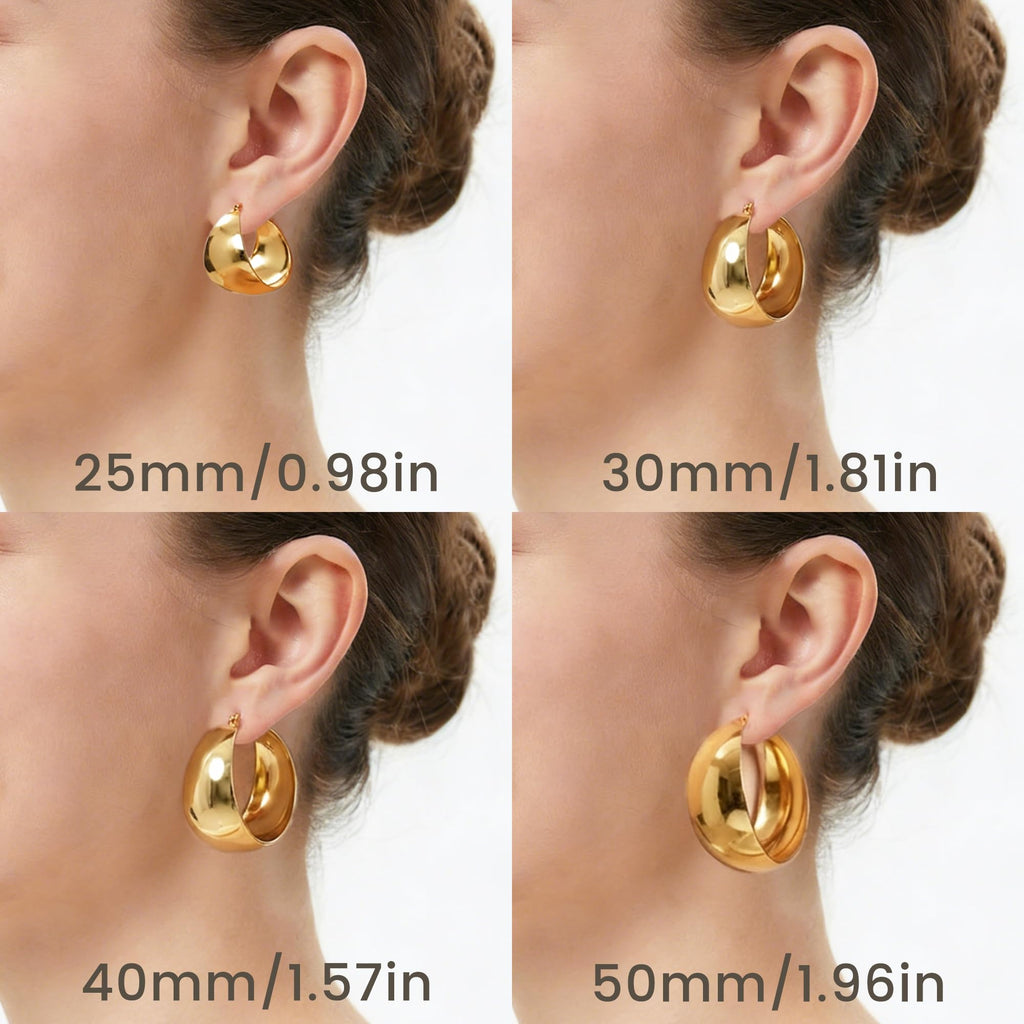 LOUMILEO 24MM Wide Thick Gold Hoop Earrings for Women Lightweight 30MM
