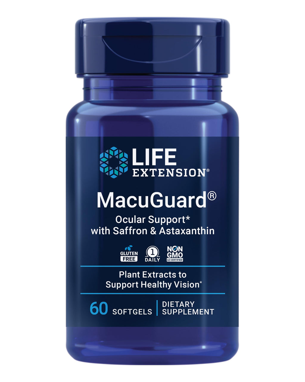 Life Extension MacuGuard Ocular Support with Saffron & Astaxanthin – Eye Health Supplement for Healthy Vision – with Lutein, zeaxanthin, Meso-zeaxanthin – Gluten-Free, Non-GMO – 60 softgels