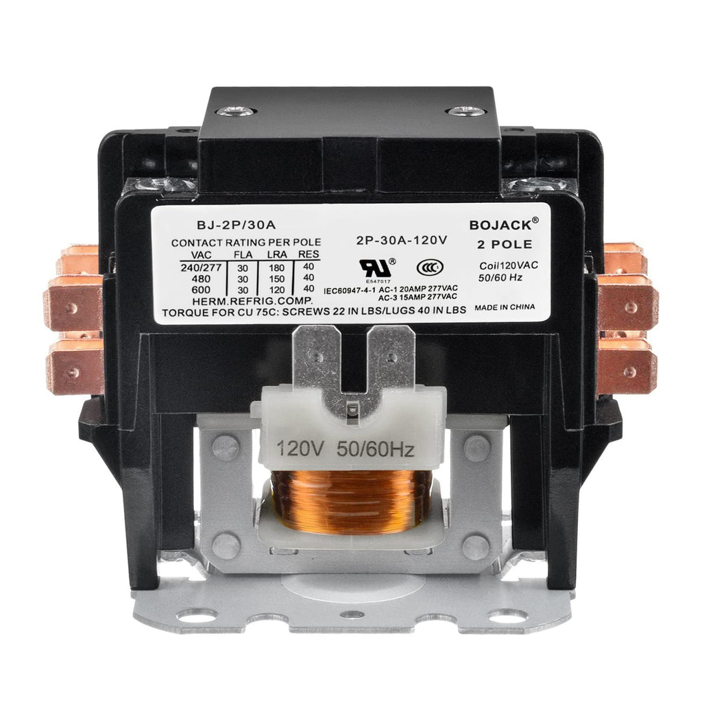 BOJACK 2 Poles FLA 30 Amp Coil 120 VAC Air Conditioner Condenser Compressor Contactor Motor Definite Purpose AC Contactor