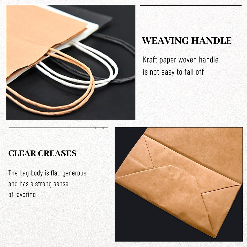 LIHOMR Gift Bags 5.9"x3.15"x8.25" 100pcs Brown Kraft Paper Bag with Handles