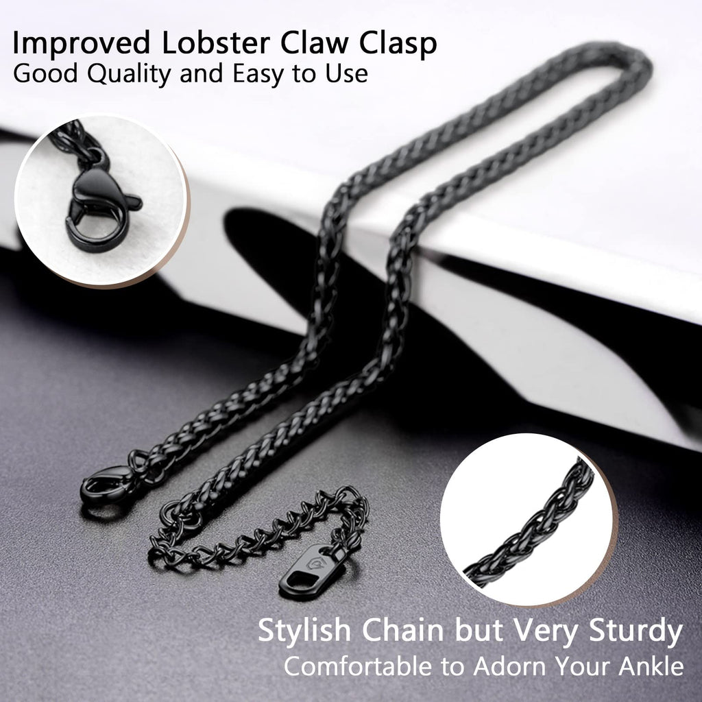 PROSTEEL Black Anklet Bracelet Ankle Bracelet Jewelry for Women Beach Anklets Stainless Steel Ankle Bracelts