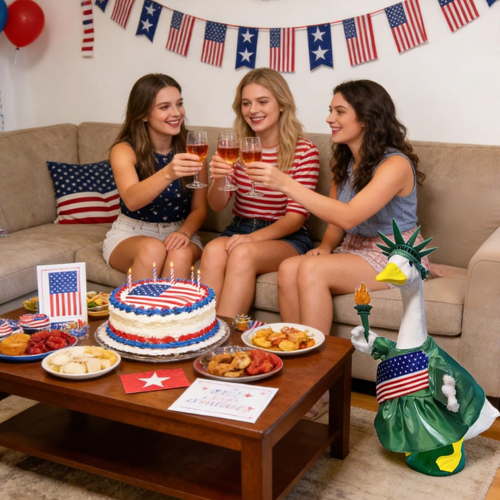 4th of July Porch Goose Outfit Goose Costume for Outdoor Garden Yard Decor