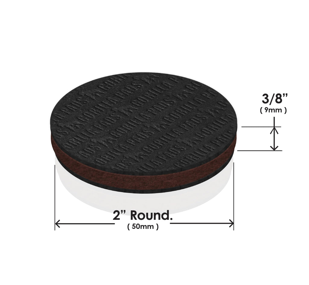 GorillaPads Non Slip Furniture Pads/Floor Grippers (Set of 16 Grips) 2 Inch Round Floor Protectors for Under Furniture, Black, CB144-16