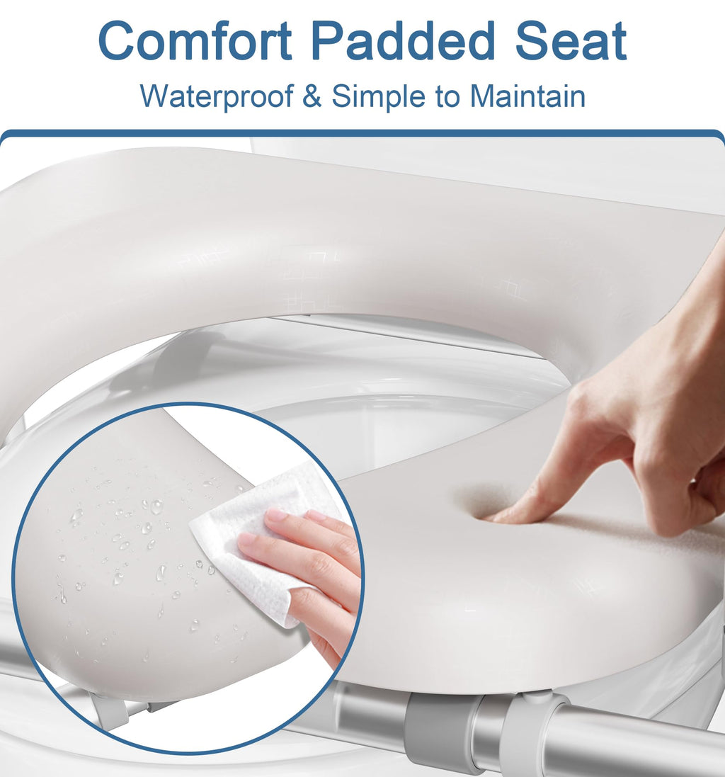 Soundfuse Toilet Seat Riser for Seniors, FSA HSA Eligible Raised Toilet Seat with Handles, Adjustable Height & Width, 400lb Handicap Elevated Toilet Seat, Fit Any Toilet