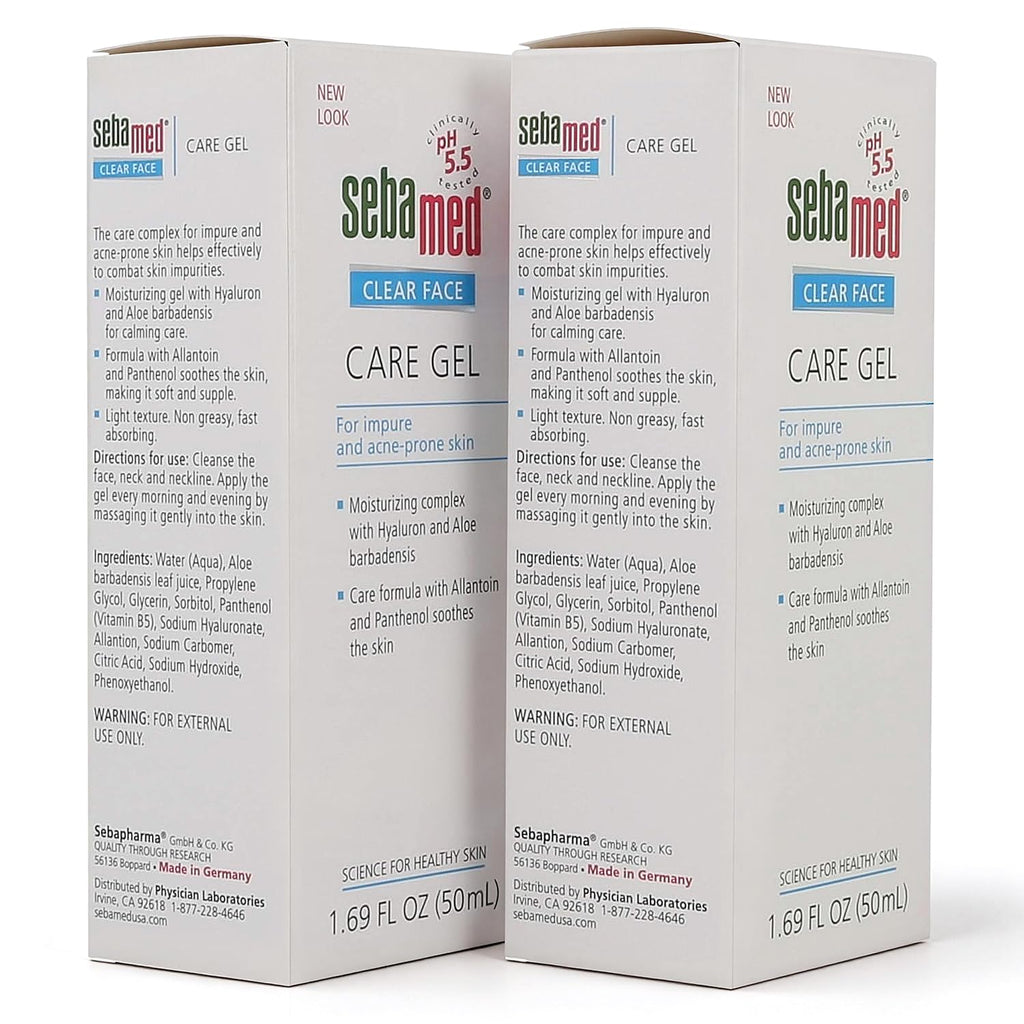 SEBAMED Clear Face Care Gel (50mL) with Aloe Vera and Hyaluronic Acid for Impure and Acne Prone Skin - Made in Germany - Pack of 2
