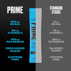PRIME HYDRATION+ Sticks Blue Raspberry | Hydration Powder Single Serve Sticks | Electrolyte Powder On The Go | 250mg BCAAs, B Vitamins, Antioxidants | Low Sugar | Caffeine-Free | Vegan | 48 Sticks