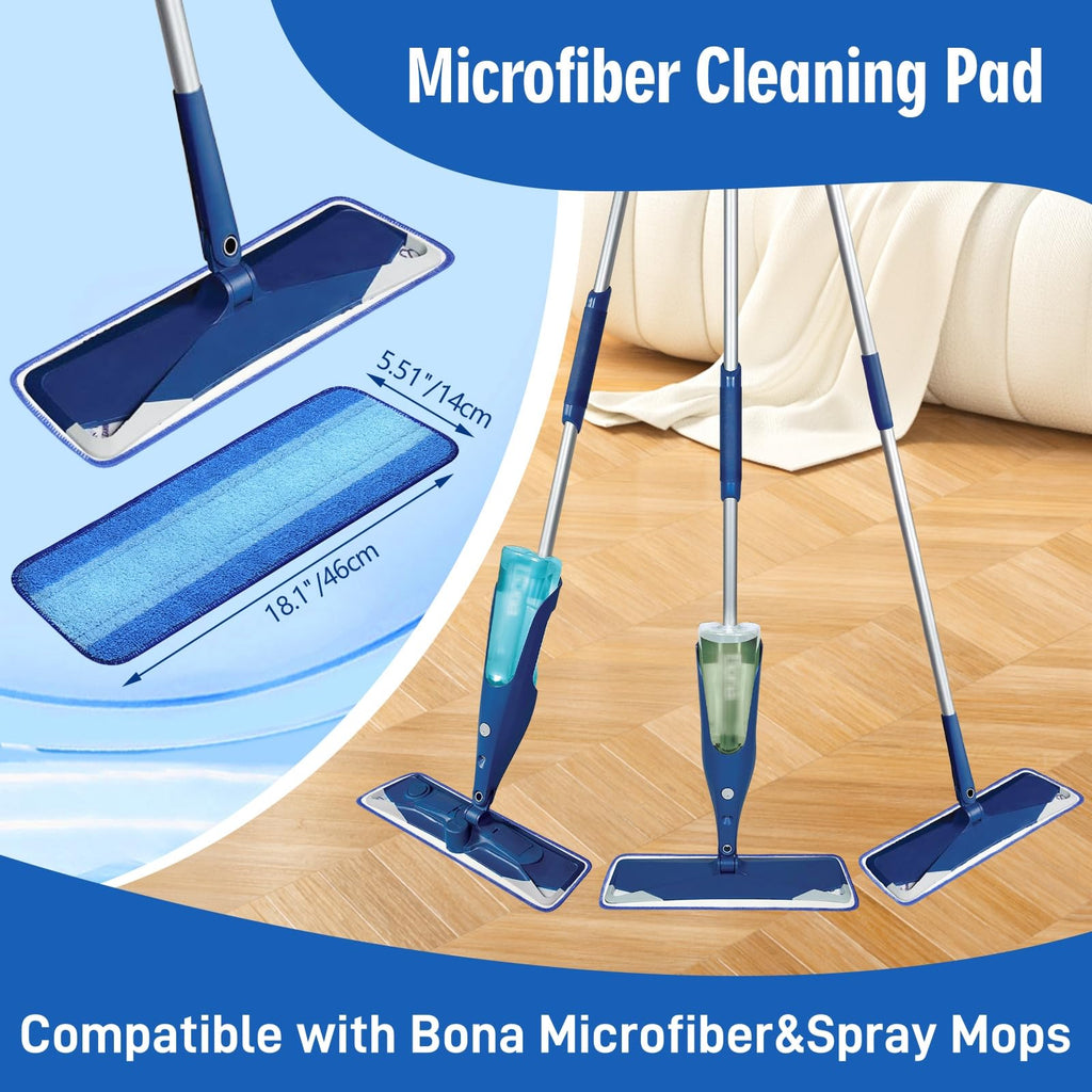 Gazeer 8 Pack Microfiber Cleaning Pads Compatible with Bona Mops, Safe for Hardwood and Hard-Surface Floors, Washable, Reusable