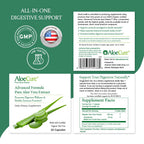 AloeCure Organic Aloe Vera Capsules, 160,000mg Inner Aloe Leaf Equivalent per Serving, Support Gut, Digestive, & Immune Health, Helps Maintain Balanced Stomach Acidity, Aloin Free, 60 Capsules