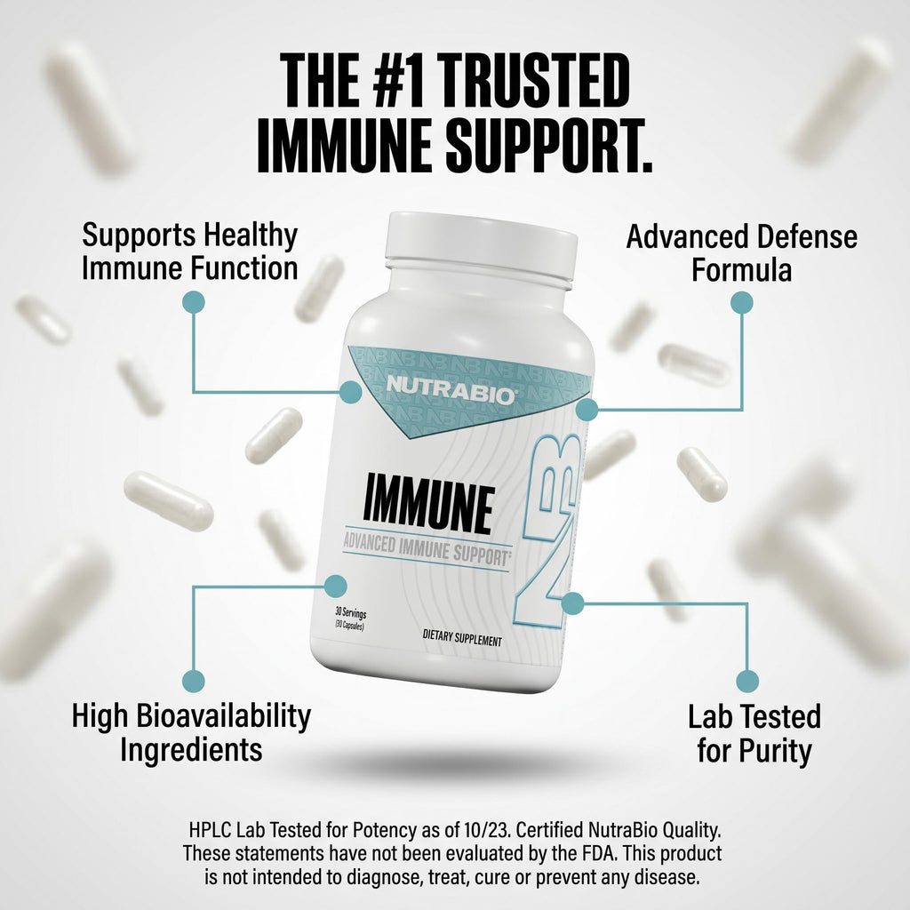 NutraBio Immune Support Supplement with EpiCor, 90 Vegetable Capsules