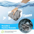 Tekswip Microfiber Cleaning Cloth 12"X12" 24 Pack Grey Lint Free Microfiber Towels for Cars-Extra Thick, Streak-Free, Fast Absorbent - Reusable Multi-Purpose Housekeeping Rags for Cars
