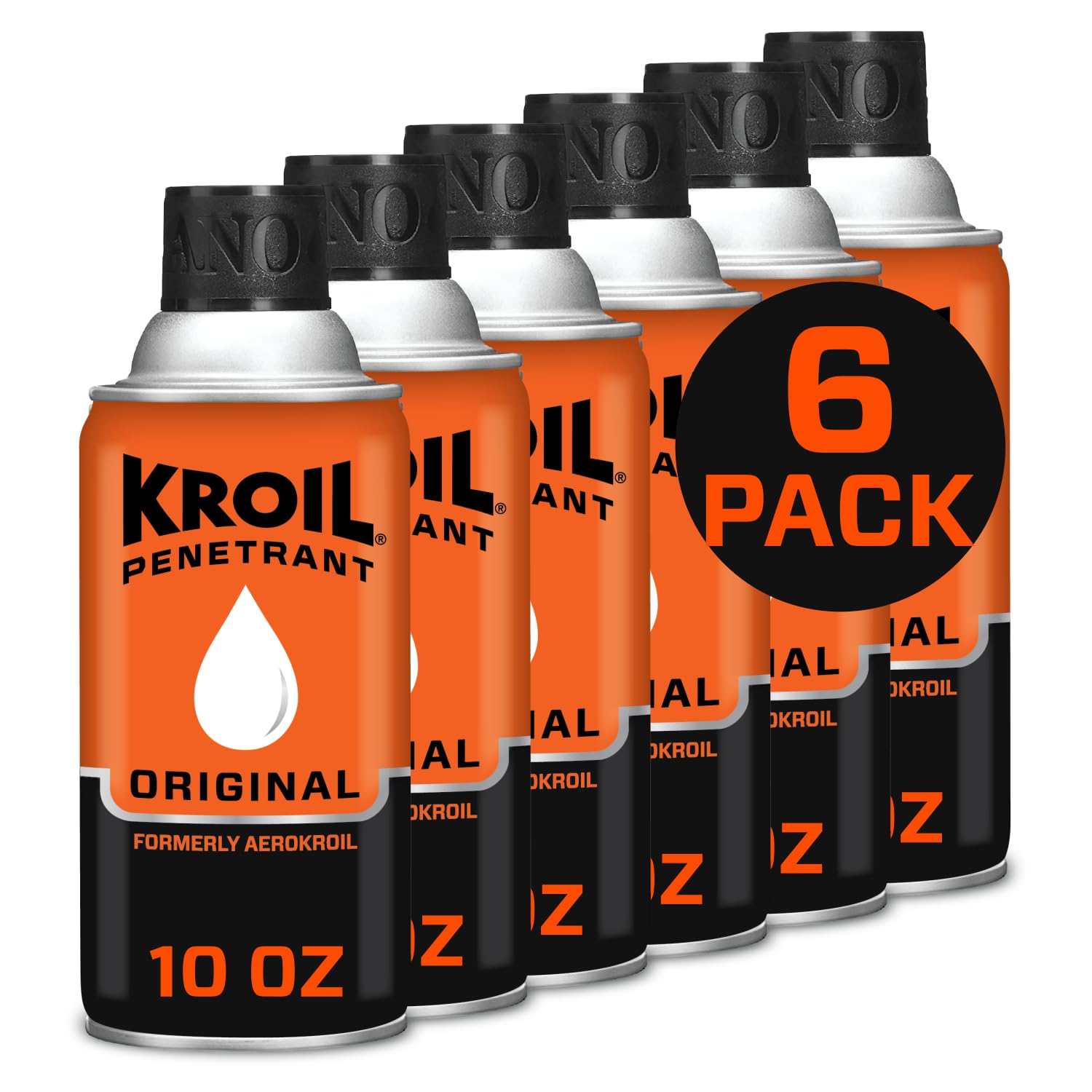 Kroil Aerokroil Penetrant - Rust Penetrating Lubricant - Corrosion Inhibitor Oil for Chains, Hinges & Stuck Metal Parts - Home & Industrial Use - Aerosol - 10 oz - 6 Pack (AZKS102C6)