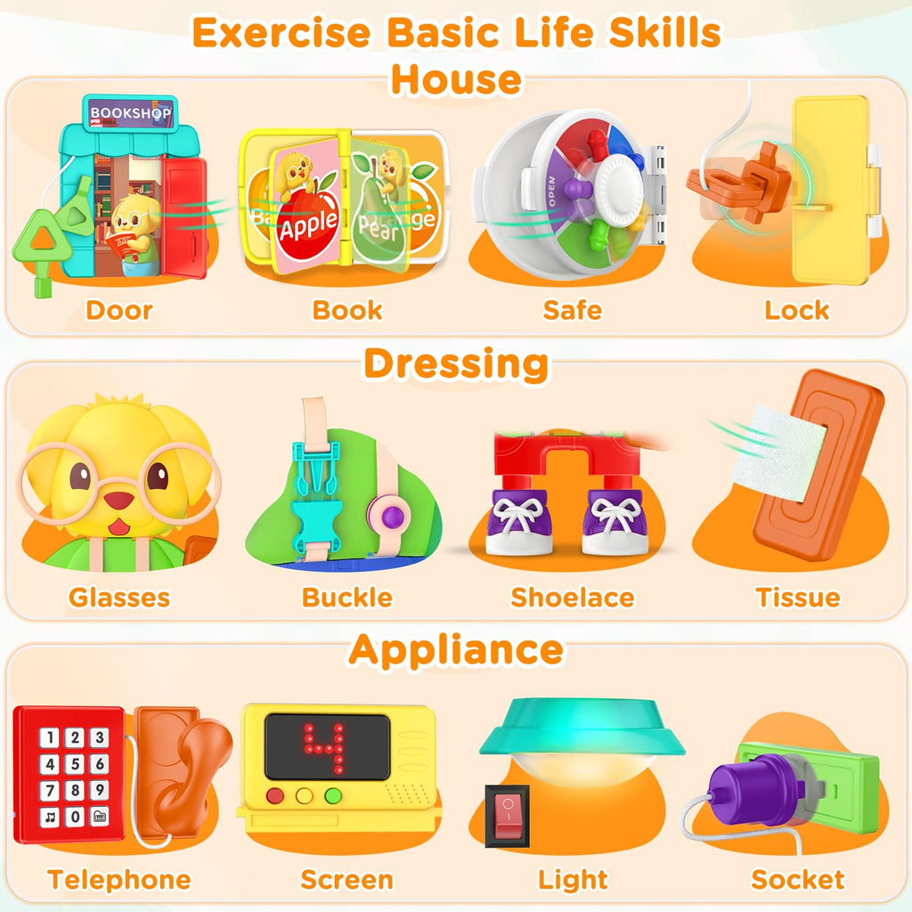 Montessori Busy Board for 1 Year Old Boy Toy, Birthday Gifts for 12-18 Month Old Boy Girl, Learning Toys for Toddlers 1-3, Toddler Gift for One Year Old Toy