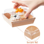 Ocmoiy Small Charcuterie Boxes with Clear Lids, To Go Paper Disposable Food Containers, 5 Inches Bakery Dessert Boxes for Sandwich, Cookie, Pastry, Cake Slice (Brown, 50ct)