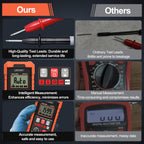 Digital Multimeter Volt Meter TRMS 4000 Counts Auto-Range NCV Voltage Multi Tester Smart Electrical Car Battery Voltmeter AC/DC Volt, Ohm Resistance, Continuity with Test Leads Large LED Backlight