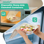 OasisSN 8×8", 68-Pack Disposable Clamshell Take Out Food Containers, Biodegradable Paper To Go Boxes for Burgers, Sandwiches, Fries & More (White)