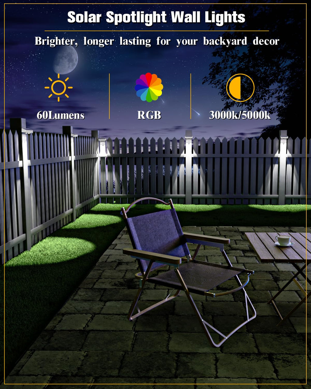 JOFIOS Solar Fence Lights 12 Pack, 50 Lumens Outdoor Fence Solar Lights with 12 Modes RGB Color Glow LED Solar Lights Outdoor Waterproof for Patio, Backyard, Deck, Fence, Railing.（White Shell）