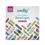 Welly Bandage Refill Ready Pack | Adhesive Flexible Fabric Bandages | Bulk Assorted Shapes and Patterns for Minor Cuts, Scrapes, and Wounds - 200 Count