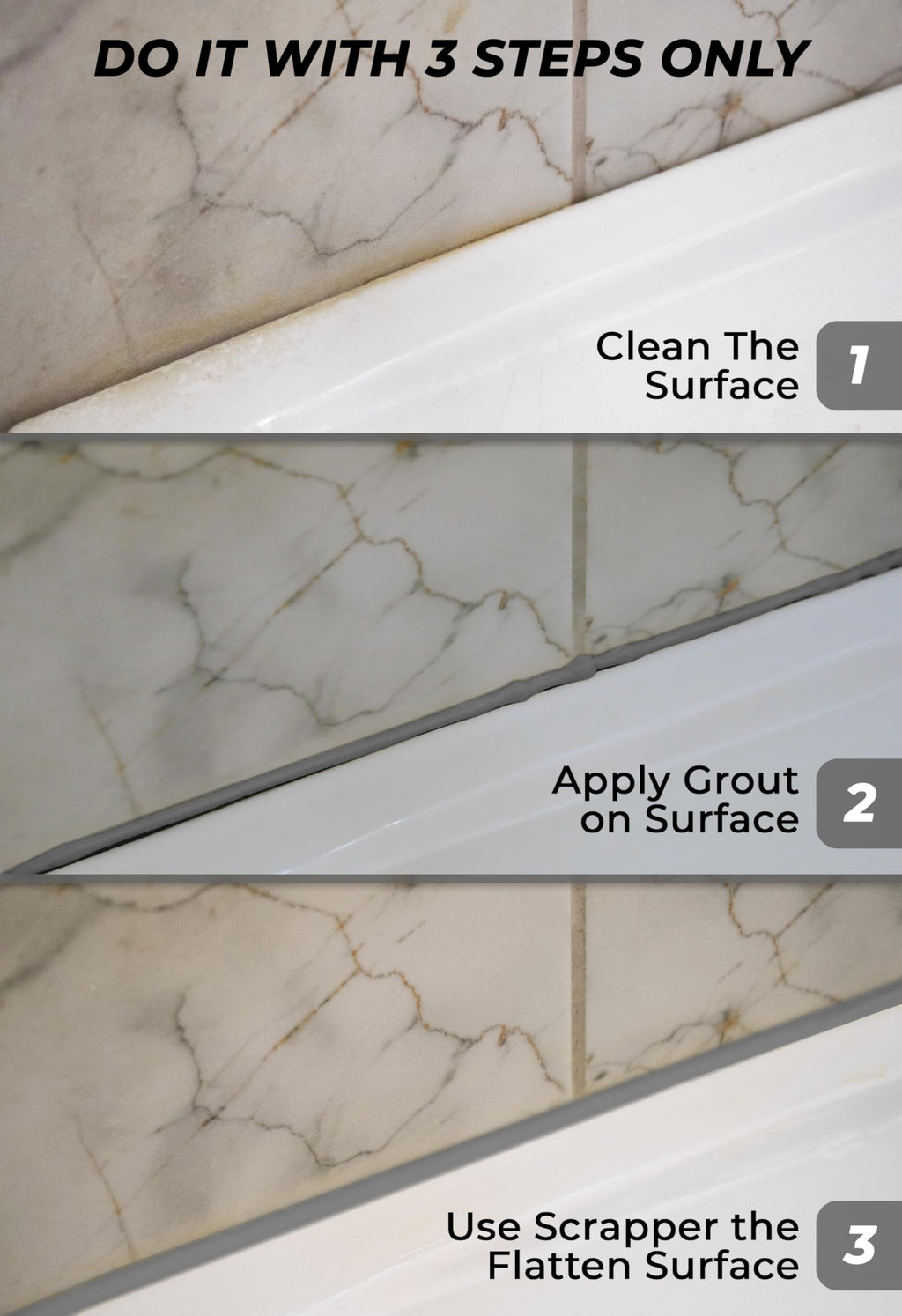 Magic Chems Tile Grout Repair, Grey 8.8 oz/250gr. Fast Drying Grout Repair Kit, Grout Filler Tube Repair Kit, Tile Grout Paint, Grout Sealer Restore and Renew Bathroom Floor, Tile Gaps, Joints, Lines