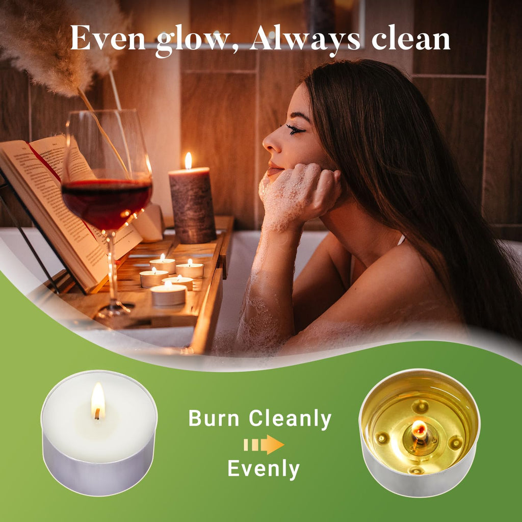 Hypmis Unscented Palm Wax Tea Lights Candles 240 Pack - 4 Hour Clean Burn