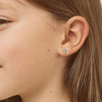 In Season Jewelry Sterling Silver Tiny CZ Cross Kids Earrings - Clear