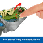 Mattel Jurassic World Rebirth Micro Adventure Playset, Tyrannosaurus Rex Head Opens to 4 Interactive Features, 3 Micro Figures, T. Rex Dinosaur Toy