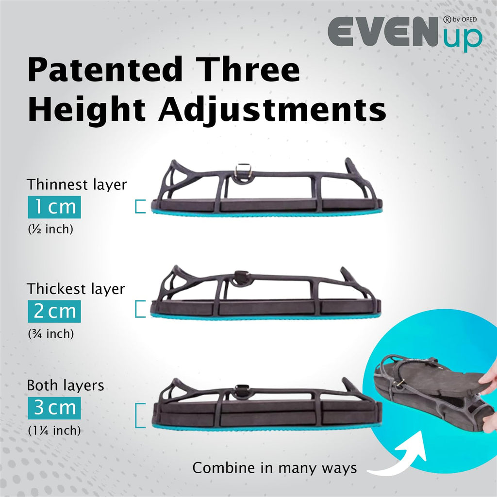 EVENup - Shoe Lift for Walking Boot I Adult Size X-Large I Shoe Balancer for Use with Fracture Boots or Leg Length Discrepancy I 3 Adjustable Heights for Gait Improvement I Shoe Leveler, Shoe Riser
