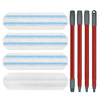 Mop Replacement Pads for Ocedar H2prO Flat Mop System, Mop Handle Mop Refills for O-Cedar H2pro Flat Mop System, Include 4 Pack Mop Pads and 4-Section Mop Handle for Ocedar H2 Pro Mop