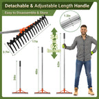 CKLT 62 Inch Garden Rake with 17 Tempered Spring Steel Tines