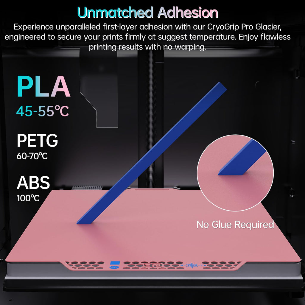 BIQU CryoGrip Pro Glacier Pink Compatible with Bambu-Lab P1S/P1P/P2S/X2D/X1C/X1E/A1 3D Printers 257x257MM Panda Build Plate Double Sided Upgrade Removable Surface Platform