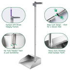Dust Pans with Long Handle,Heavy Duty Metal Dust Pan with Handle,Upright Stand Up Dustpan with Dust Pan Teeth to Clean Hair for Home Kitchen Office Lobby Floor Garden