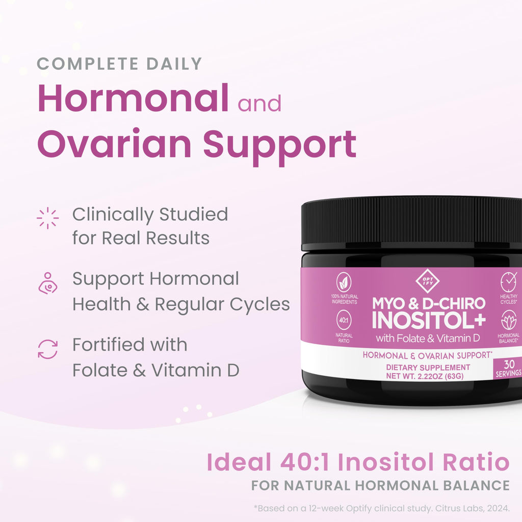 Premium Inositol Supplement - Myo-Inositol and D-Chiro Inositol Powder Plus Folate and Vitamin D - Ideal 40:1 Ratio - Hormone Balance & Healthy Ovarian Support for Women - Vitamin B8 - 30 Day Supply