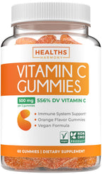 Vegan Vitamin C Gummies for Adults - Immune Support Gummies with Chewable Vitamin C 500mg per Serving for Daily and Seasonal Wellness - High Potency Non-GMO Formula - Orange Flavor (1 Month Supply)