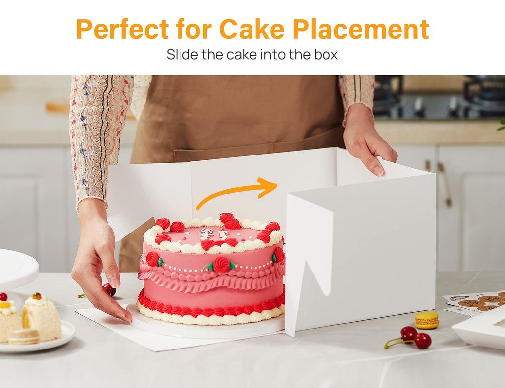 Kootek 15pcs Cake Boxes, 12x12x8 Inches Tall Cake Box with Window, White Bakery Boxes, Large Baking Boxes, Square Cardboard Cake Box for Multi-Layer Cakes, Cake Decorating Supplies for Gift Giving